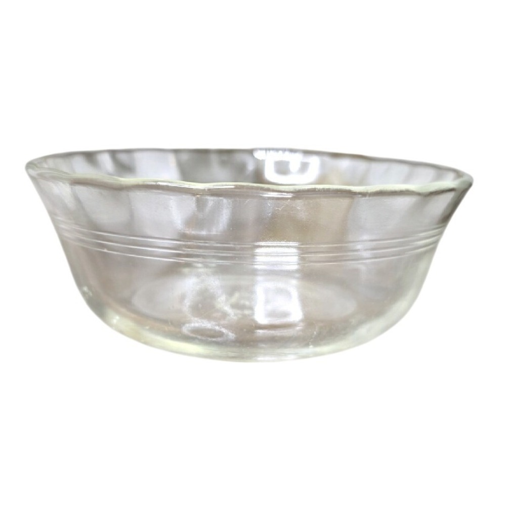 Vintage Corning Pyrex Scalloped 3 Ring‎ Clear Glass 464 Custard Cup Ramekin 10oz